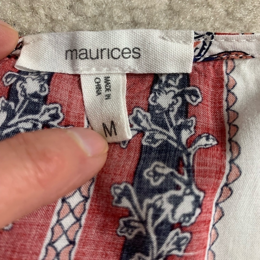 Maurices Floral Boho Kimono Women Medium Red White Blue - Picture 9 of 9